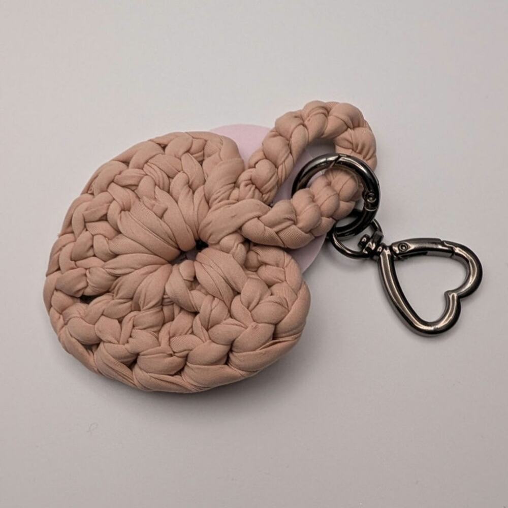 RMcrochet Lugano Pink Crochet Heart Keychain Bag Charm NWT